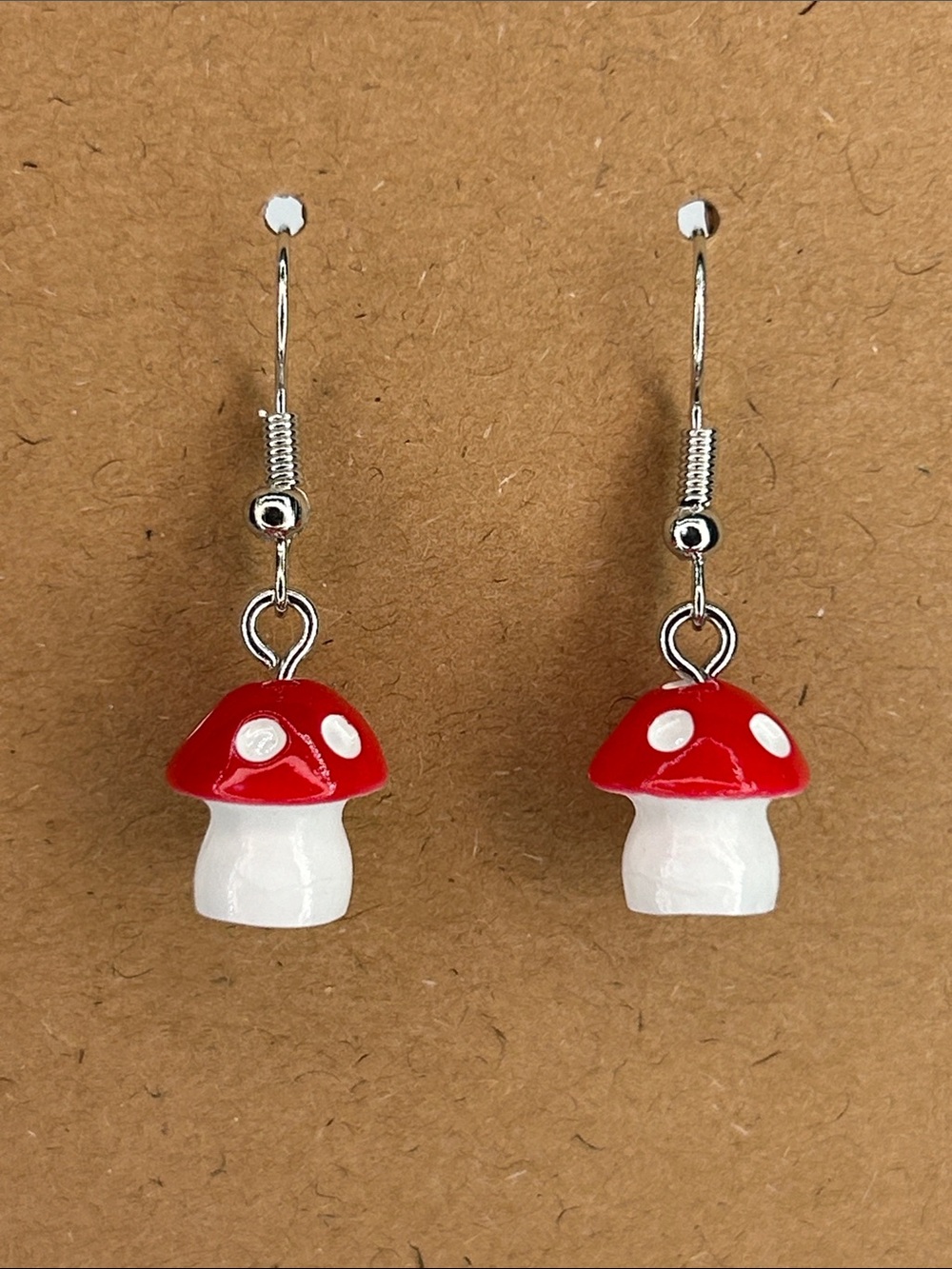 Red & White Mushroom Dangle Earrings Fashion Jewelry